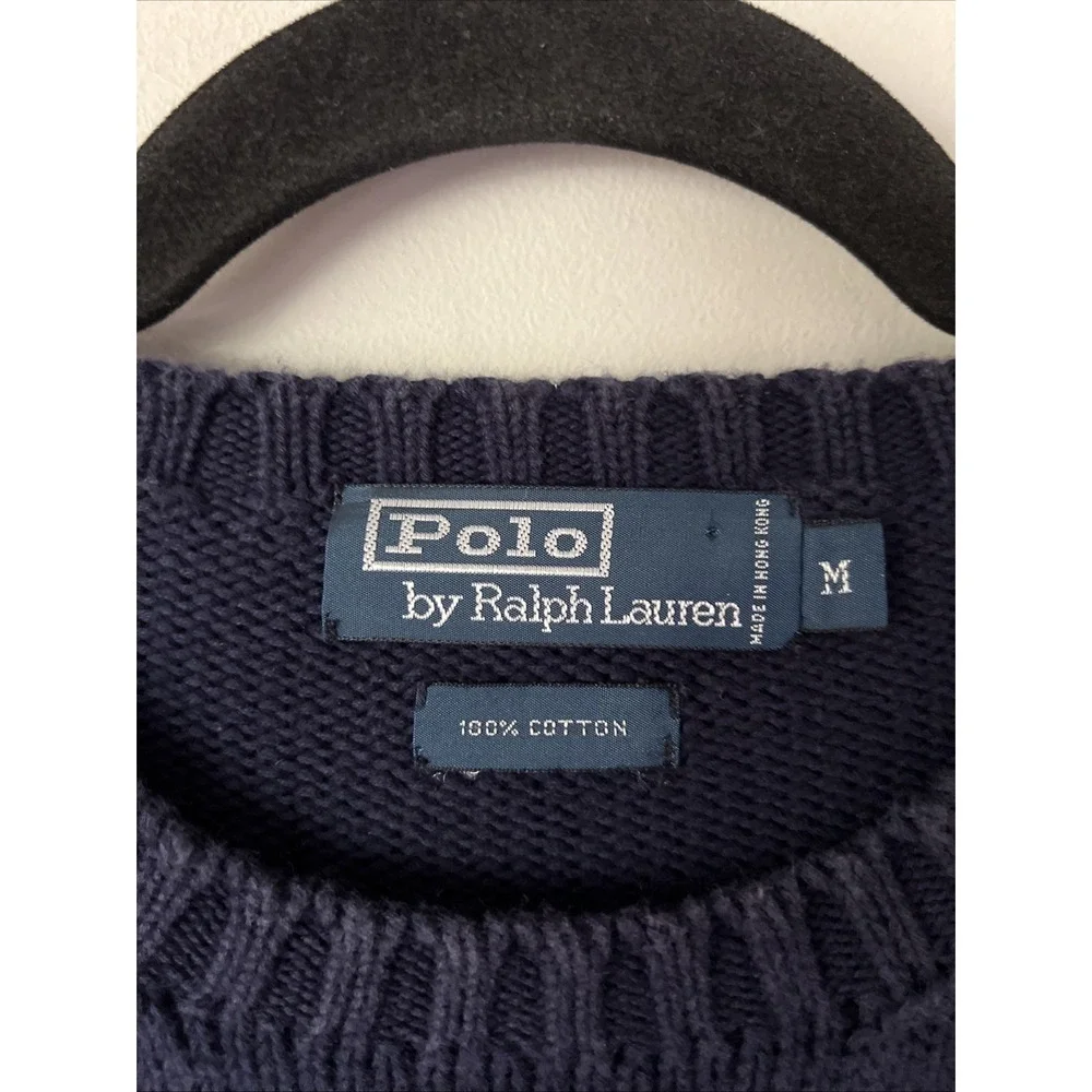 90's Vintage Polo Ralph Lauren Sweater Men's M Navy Blue Crewneck Cotton